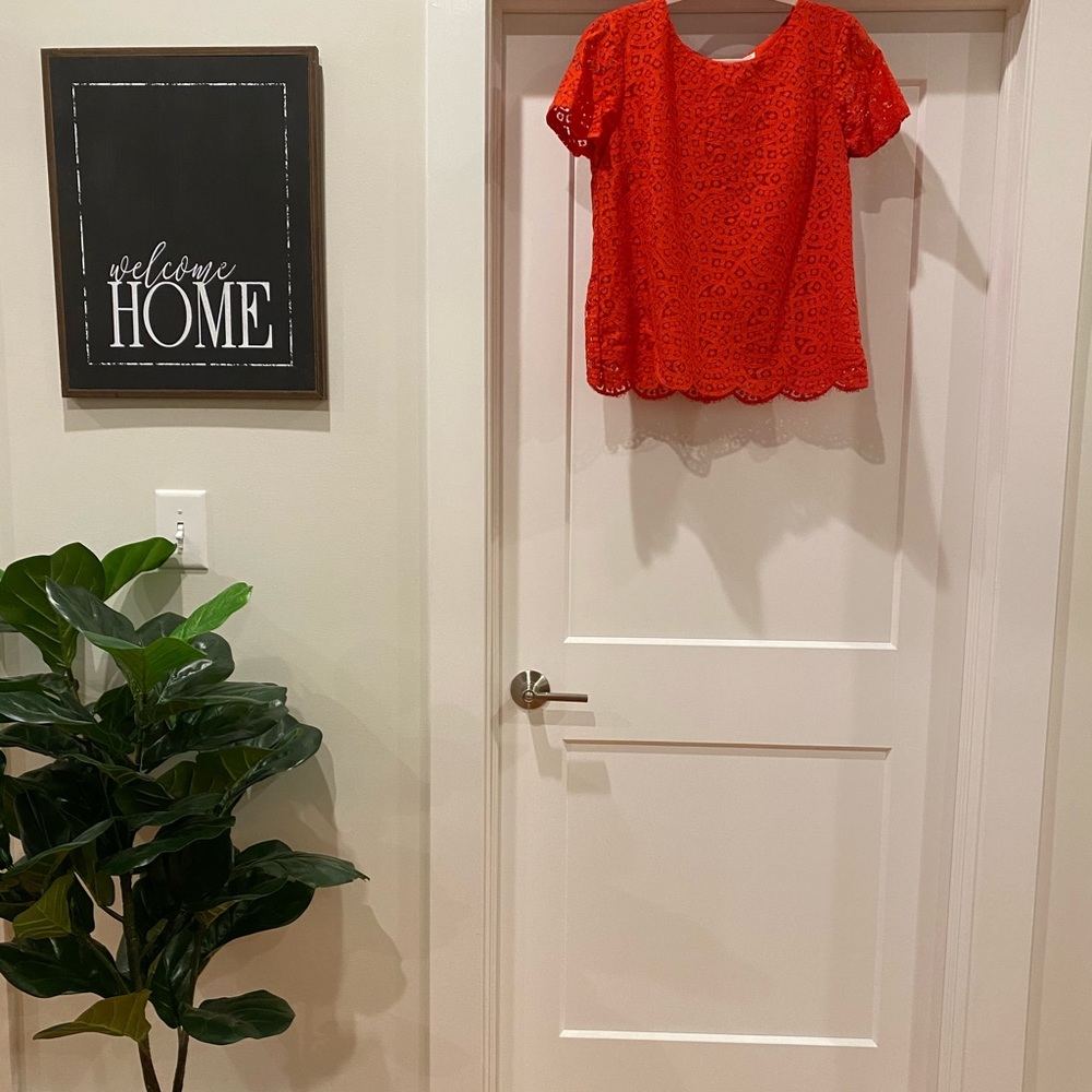 J. Crew Scalloped Lace Top